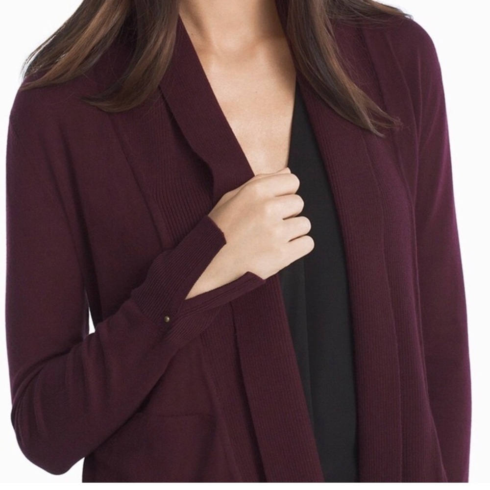 WHBM CABERNET WATERFALL CARDIGAN - Picture 3 of 10